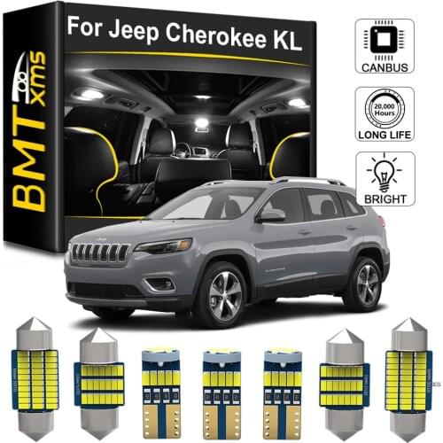 BMTxms 10Pcs Canbus Car LED Interior Map Dome Light License Plate Lamp For Jeep Cherokee KL 2014-2020 Auto Accessories