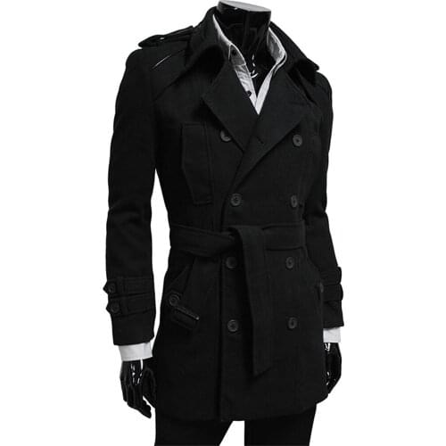 Custom Made Black Trench Coat Men, Double Breasted Winter Overcoat Men Long Coat, Cashmere Wool Coat Winter Coats For Men