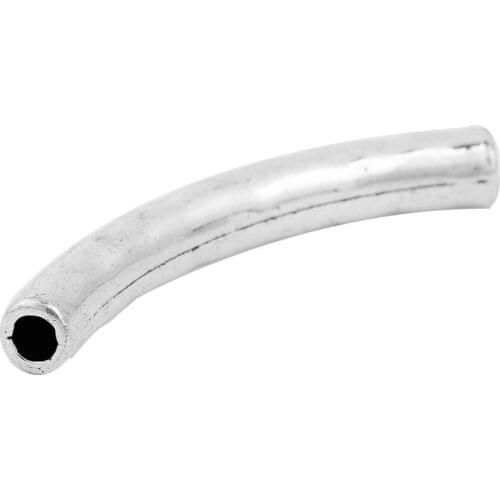 DoreenBeads Zinc Based Alloy silver color Hammered Spacer Beads Curved Tube 54mm x 7mm( 2/8"), Hole: Approx 4.4mm, 5 PCs