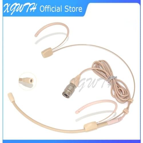 Double Ear Microphone Headworn Headset Condenser Omnidirectional Mic For Audio Technica Wireless Bodypack Transmitter 4 Pin XLR