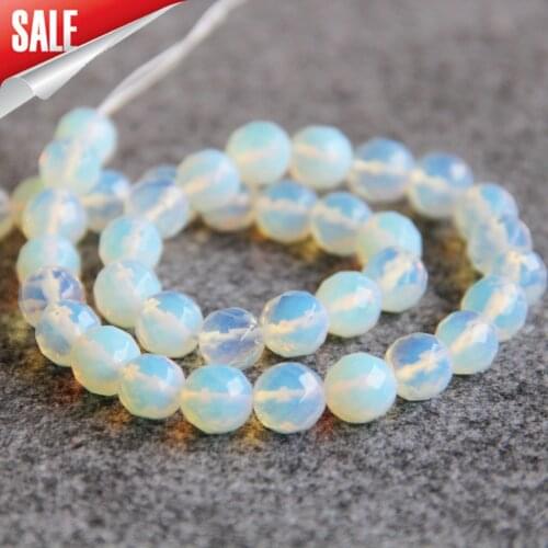 Faceted 10mm Opal chalcedony stone round loose beads jewelry making design DIY 15" wholesale