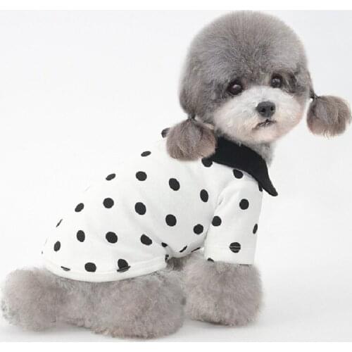 Small Dog Cotton Clothes Cute Dot T shirt Autumn Winter Pet Hoodies Puppy Yorkshire Pomeranian Bichon Poodle Schnauzer Clothing