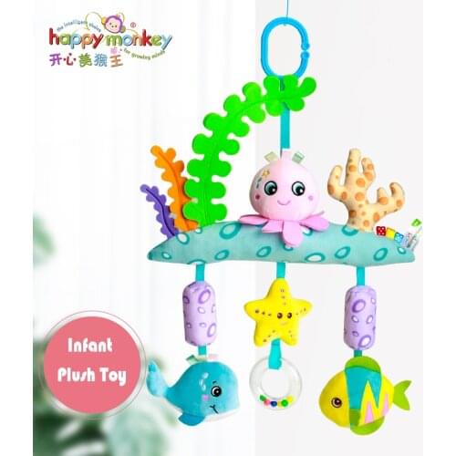 Newborn Baby Develomental Toys Stroller Crib Hanging Rattles Infant Toys Soft Cute Cartoon Animal Plush Baby Toys 0-12 months