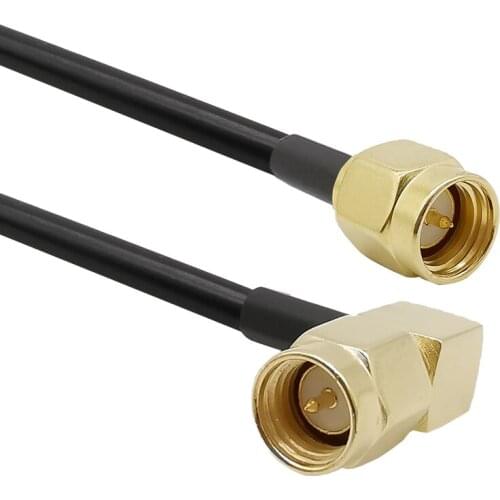 SMA Male Right Angle to SMA Male with Connecting Line RF Coaxial Coax LMR200 Signal Low Loss Assembly SMA Plug RF Cable