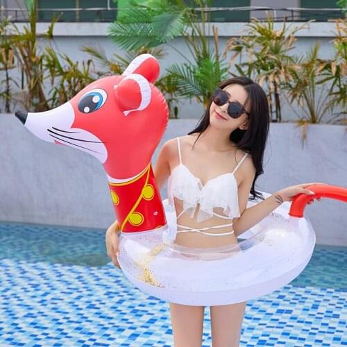 Cute Animal Mouse Swimming Ring Kids Inflatable Infant Armpit Floating Rings Transparent PVC Baby Swim Pool Toy Float Buoy