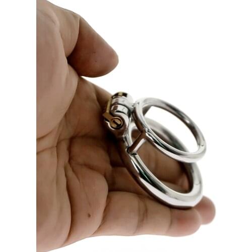 Chastity Ball Stretcher Training Cock Ring Penis Locking Double Cock Ring Stainless Steel Ring Exercise Scrotum R934