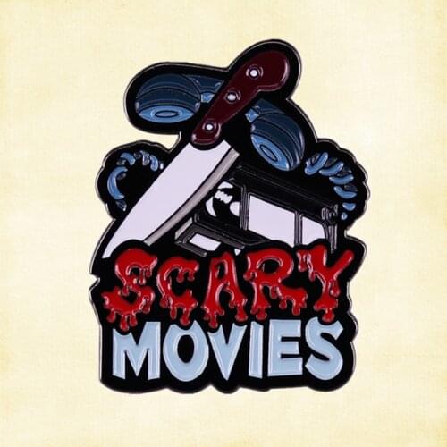 Scream Whats Your Favourite Scary Movie enamel pin phone bloody horror fan brooch badge