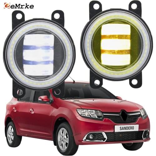 2x Led Angel Eye DRL for Renault Sandero / Stepway B8_ 2014 2015 2016 2017 LED Fog Lights Lamp Lens Daytime Running Light 12V