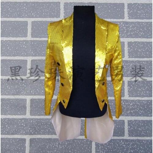 Men tuxedo suits designs stage costumes singers mens sequin blazer dance jacket mens formal dress punk performance wear yellow