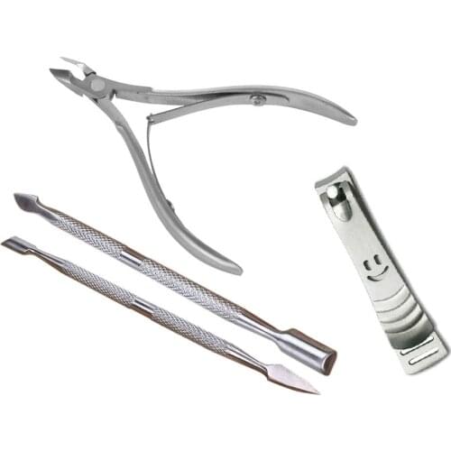 4Pcs/set Stainless Steel manicure set Nail Tool Kits Scissor Nail Nippers Spoon Pusher Remover Cutter Clipper Trimmer