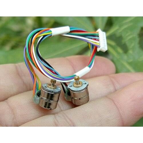 2pcs Mini Micro 2-phase 4-wire 8MM Small Stepper Motor Set Shaft-Dia 2mm DC5V with 9 Teeth 0.2M Metal Gear for Digital Camera