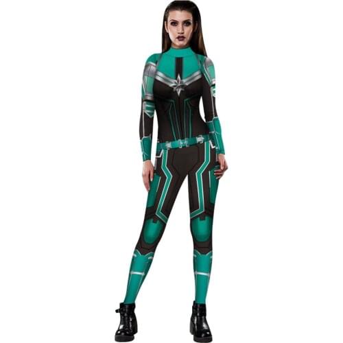 New 2020 Women Superhero Captain Costume Cosplay 3D Printed Jumpsuit Iron Man Endgame Quantum Realm Female Costumes Bodysuit