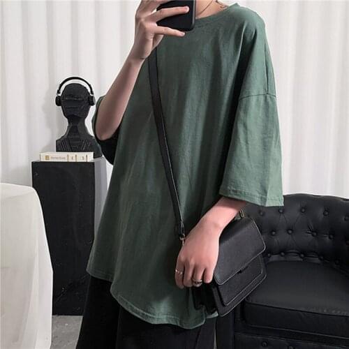Simple Fashion Mens T-shirt Fitness Loose TShirts Half Sleeve Solid Tops For Male Harajuku O-neck Shirts Designer Tees Top
