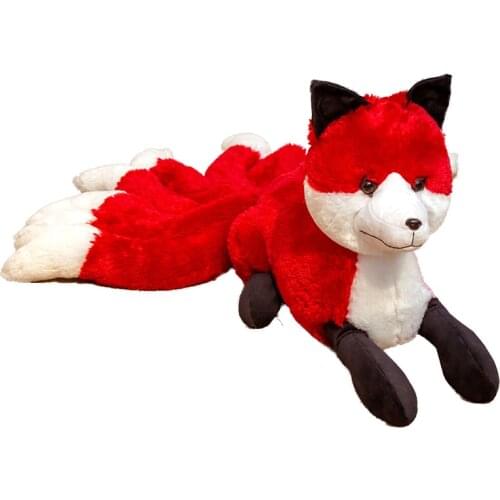 Lifelike Nine Tails Fox Plush Toys Stuffed Animal Nine-Tailed Fox Kitsune Dolls Creative Gifts for Girls Children Toys