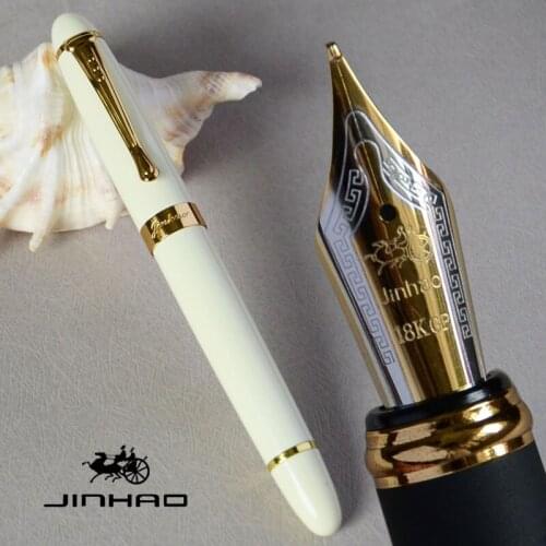 FOUNTAIN PEN 18KGP 0.7mm BROAD NIB JINHAO X450 WHITE / GOLDEN OFFICE BUSINESS GIFT BLACK BLUE GREEN 21 COLORS SELECT JINHAO 450