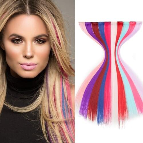 HAIRRO 66 Colores Clip On Hair Extension Ombre Straight Hair Extension Clip In Hairpieces High Temperature Fibre Hair Pieces