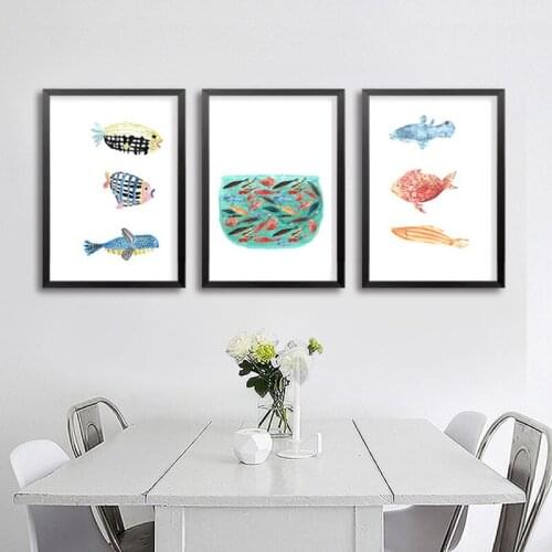 Modern painting Fish Canvas Painting Minimalist Nordic Style Cute Animal Paintings Wall Picture For Home Decor Wall Decoration