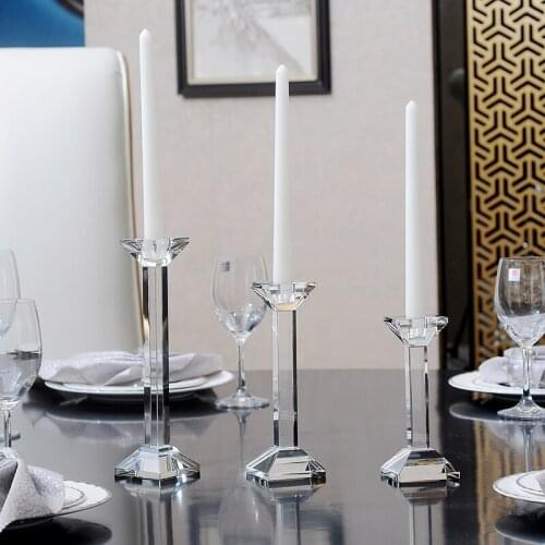 Modern Minimalist Crystal Candle Holders Romantic Candlelight Dinner Candlestick Home Wedding Table Decoration Accessories
