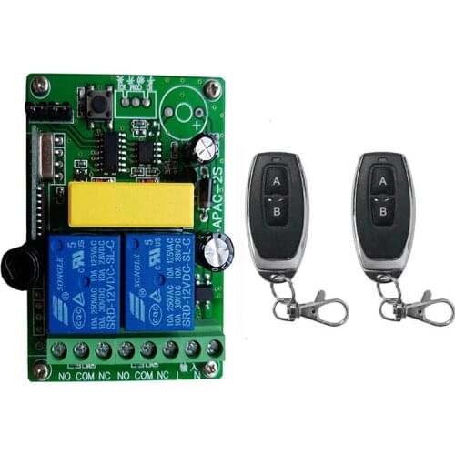 433Mhz RF Remote Control Circuit Universal Wireless Switch AC 220V 2CH rf Relay Receiver and Keyfob Transmitter for Garage