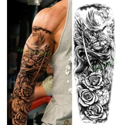 Waterproof Temporary Tattoo Sticker Female Warrior Dove Rose Roman Clock Full Arm Fake Tatto Flash Tatoo for Men Women