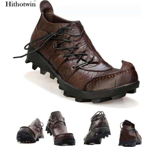 Japanese shoes soft single shoes punk thick bottom Yamamoto warp first layer cowhide heightened round big head leather shoes men