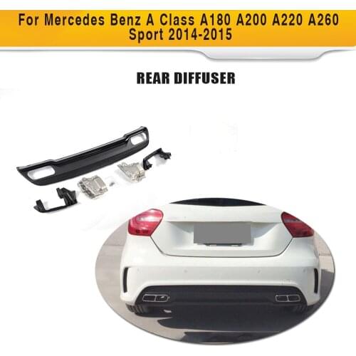 PP Car Styling Rear Diffuser Lip With Exhaust Muffler For Mercedes Benz A Class A180 A200 A220 A260 Sport Hatchback 4 Door 14-15