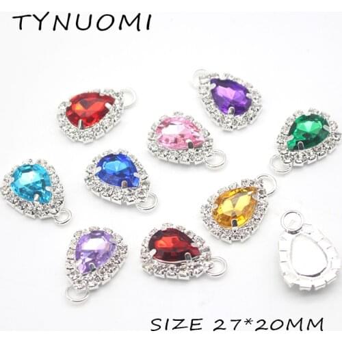 10pcs / lot 23 * 15mm Water Drops Sewing For Crafts Rhinestone Button For Clothes Diy Handmade Accessories Decorative