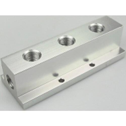 1/4" BSP Female 3 Way Solid Aluminum T-Shape Air Manifold Block Splitter