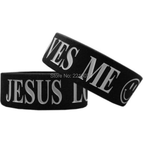 300pcs One inch Debossed Religious Jesus Loves Me wristband silicone bracelets free shipping by DHL express