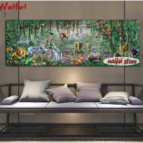 African Mural Diamond painting Elephants, Jungle Animals Full Square/Round Drill Wall Decor Embroidery Diamond Cross stitch