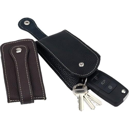 Car Key Men Wallet Purse genuine leather Keychain Holder Pocket Keys Organizer Pouch Bag Cowhide Small Simple Durable Portable