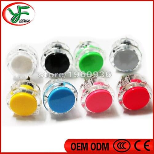 Free Shipping 10pcs 30mm Round Push Button Transparent body arcade button with switch, buttons for arcade game machine