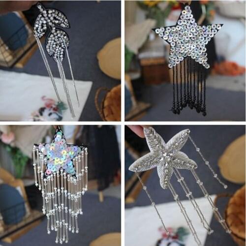 High-grade sequins drill leaves hanging beads tassel clothing cloth stickers DIY dress wedding brooch bag decoration