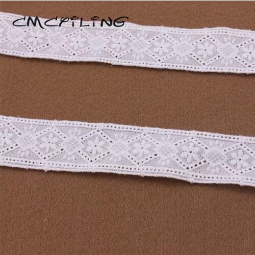 CMCYILING 2.8 cm Width Cotton Embroidered Lace Trim Sewing Dress Handmade Craft Materials Accessories 1 Yard