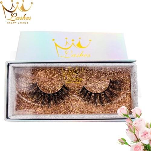 CrownLashes factory outlet 1 pair hand made 6d mink false eyelashes offer custom labels and boxes