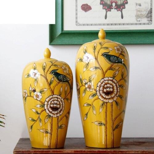 Jingdezhen New Chinese Style European Style American Vase Ornament porcelain Pot Classical Living Room porcelain ceramic jar