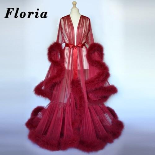 Dubai Sexy Feathers Illusion Evening Dresses 2020 Pregnant Long Fashion Prom Dresses Evening Wear Party Dresses Abendkleider New