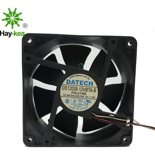 For DATECH DS12038-12HBTA-B 12CM 120*120*38MM DC 12V 1.15A Dual Ball CPU SERVER fan