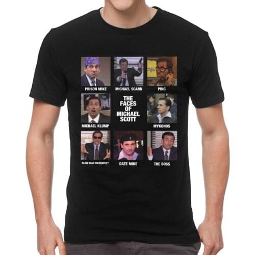 The Faces Of Michael Scott T-shirt Mens Novelty T Shirt Short Sleeve Cotton Dwight Schrute TV Show The Office Tshirt Urban Tee