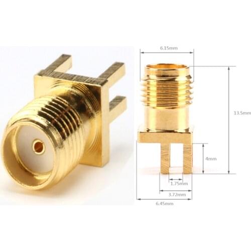 10Pcs 1.6mm SMA Female Jack Connector For Solder Edge PCB Straight Mount Gold plated RF Connectors Receptacle Solder