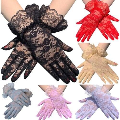 Lace Gloves Floral Bridal Gloves Women Sun Protection Wedding Gloves Prom Dress Gloves For Bride Wedding Dinner Parties Guantes