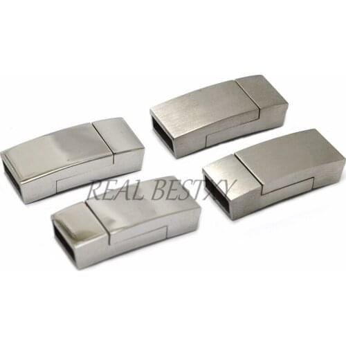 10pcs/lot engrave logo hole:8*3mm Stainless Steel Magnetic Clasp Leather Cord Clasps DIY Bracelet Magnet Buckle Jewelry Making