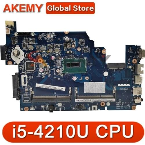 Akemy Laptop Motherboard For ACER Aspire E5-531 i5-4210U Mainboard LA-B161P SR1EF DDR3