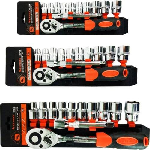 12 in1 Wrench Combination Set Vanadium Steel Torque Ratchet Wrench Set 1/4 "3/8" 1/2 "CR-V Universal Vehicle cycle Socket Wrench