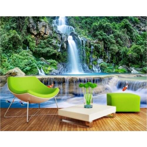Custom photo mural 3d wallpaper Mountain waterfall water background living room home decor 3d wall mural wallpaper for walls 3 d