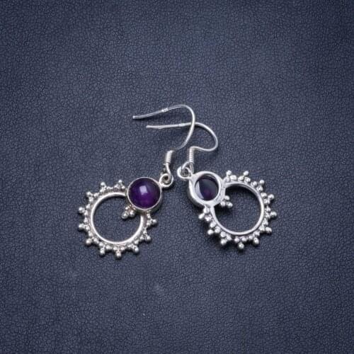 Natural Amethyst Handmade Unique 925 Sterling Silver Earrings 1.25" Y1205