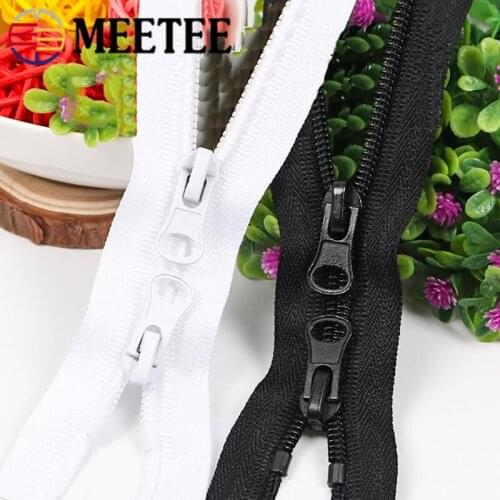 Meetee 2pcs 40-500cm 3# Nylon Zipper Double-slider Open-End Zips for Sleeping Bag DIY Bags Jacket Garment Sew Zippers Accessory