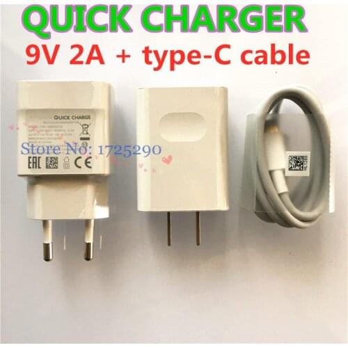 Original 9V 2A QC2.0 Travel Quick Charger Adapter Type C Cable For Huawei P9 p9 plus honor 8 9 Note 8 G9 plus v8 v9 Nova 2 3