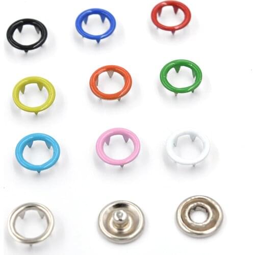 Five-claw button (100 sets/hand) pressure ipomea. 100 metal buttons. Metal rivets. Multicolored buttons for childrens clothing