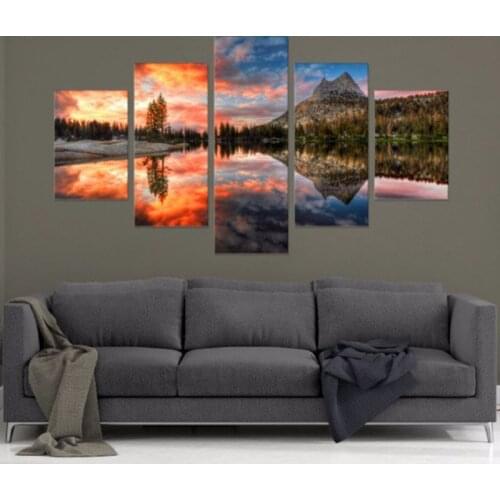 Modern Canvas Printed Painting Poster 5 Pieces Still Sunset Landscape Poster Home Decor Living Room Wall Art Pictures Artwork